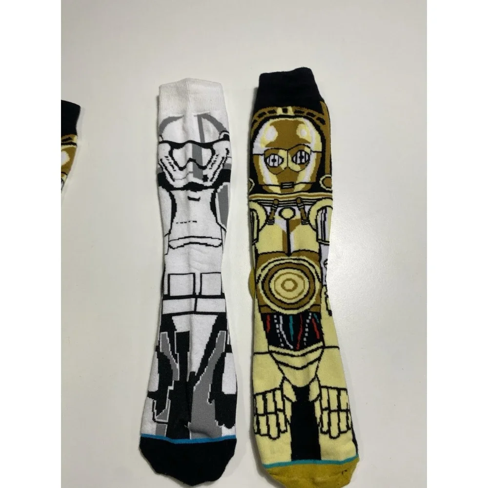 Star Wars Men's Cotton Blend Crew Socks C-3PO & Stormtrooper Theme Size 7-12